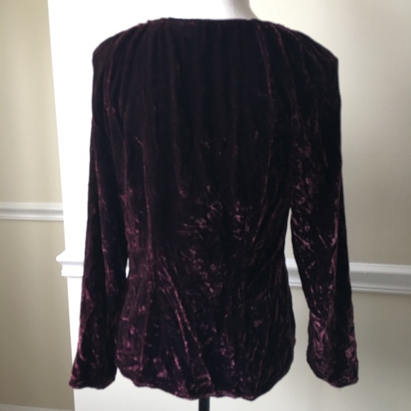 Kate hill silk theater v neck purple velvet blouse - Picture 3 of 5